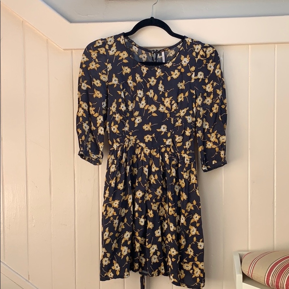 Free People Black Dress with Yellow Flowers